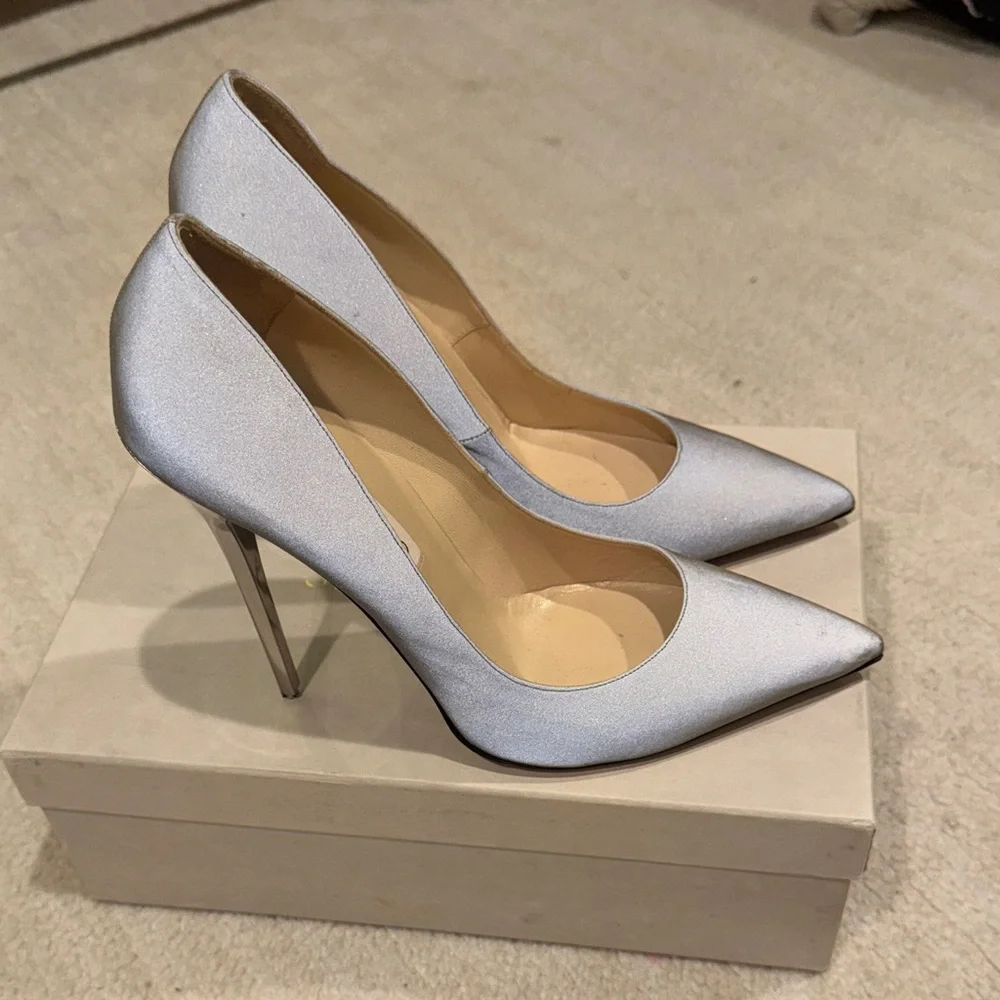 Jimmy Choo Anouk reflective Silver Heels - Picture 6 of 11